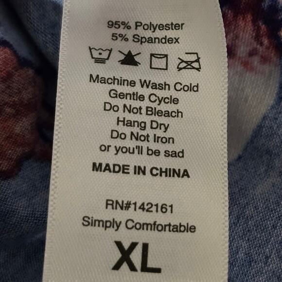 Lularoe Melissa Tunic Top XL Rose Blue Pink Floral NEW Shark Bite Hem - Picture 7 of 8